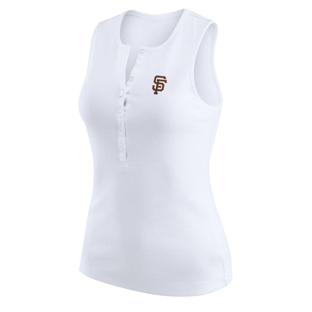 San Francisco Giants WEAR by Erin Andrews Women's Rib-Knit Henley Tank Top - White - MLB Discount