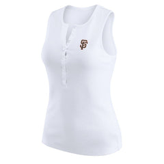 San Francisco Giants WEAR by Erin Andrews Women's Rib-Knit Henley Tank Top - White - MLB Discount