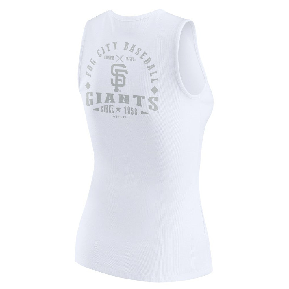San Francisco Giants WEAR by Erin Andrews Women's Rib-Knit Henley Tank Top - White - MLB Discount