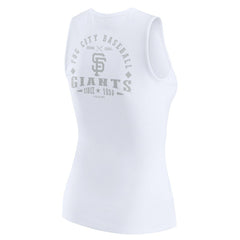 San Francisco Giants WEAR by Erin Andrews Women's Rib-Knit Henley Tank Top - White - MLB Discount