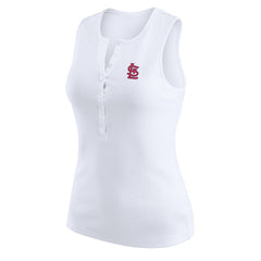 St. Louis Cardinals WEAR by Erin Andrews Women's Rib-Knit Henley Tank Top - White - MLB Online