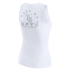 Tampa Bay Rays WEAR by Erin Andrews Women's Rib-Knit Henley Tank Top - White - MLB Lifestyle
