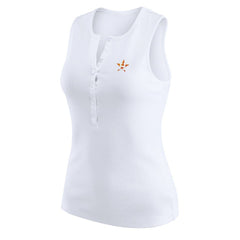 Houston Astros WEAR by Erin Andrews Women's Rib-Knit Henley Tank Top - White - MLB Sale