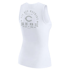 Cincinnati Reds WEAR by Erin Andrews Women's Rib-Knit Henley Tank Top - White - MLB Sale