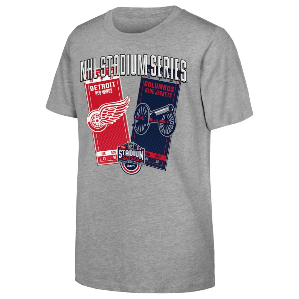 Youth 2025 NHL Stadium Series Columbus Blue Jackets vs. Detroit Red Wings Matchup T-Shirt - Heather Gray - NHL 202765272