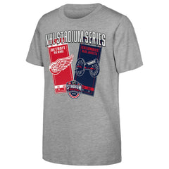 Youth 2025 NHL Stadium Series Columbus Blue Jackets vs. Detroit Red Wings Matchup T-Shirt - Heather Gray - NHL 202765272