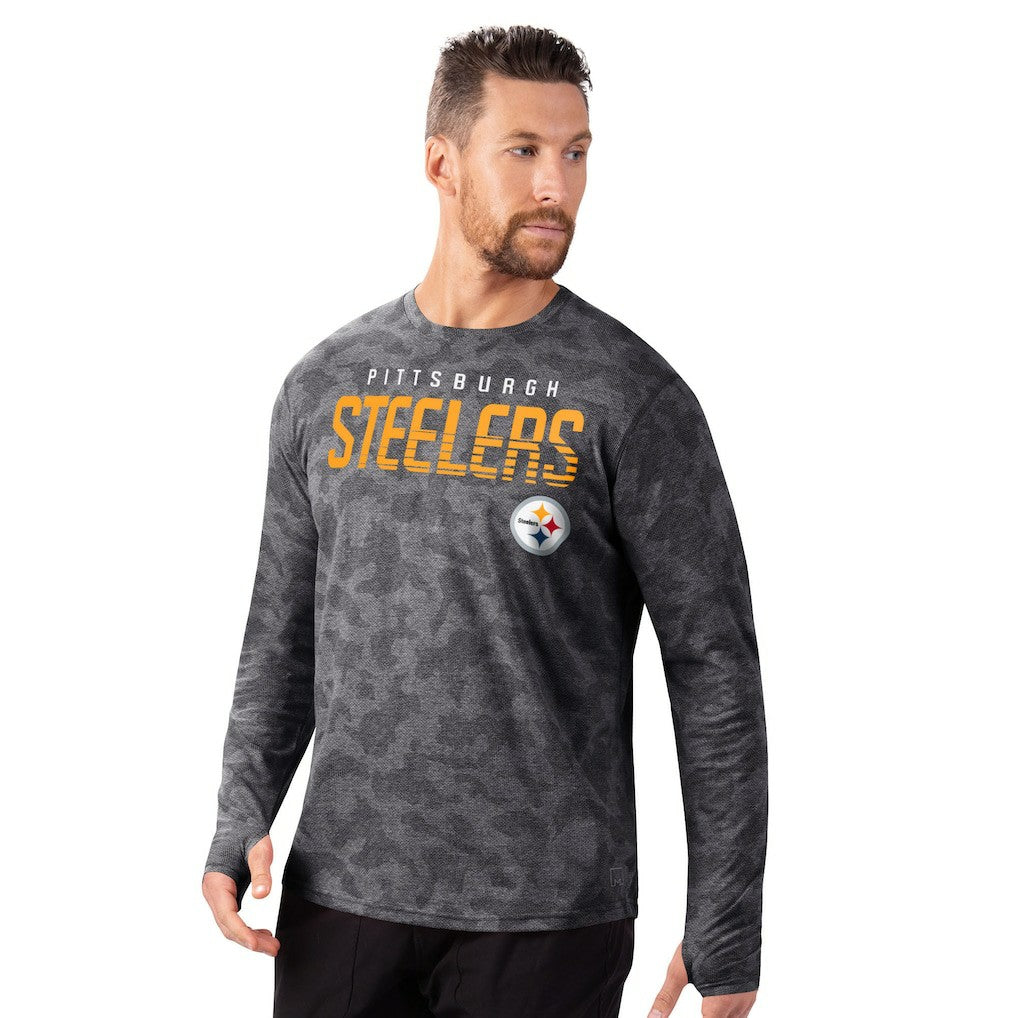 Pittsburgh Steelers MSX by Michael Strahan Performance Camo Long Sleeve T-Shirt Black
