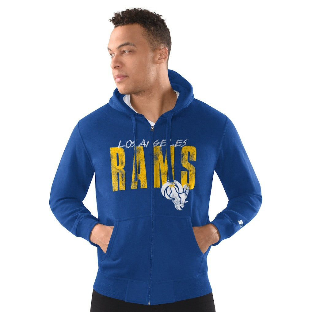Los Angeles Rams Starter Distressed Classic Full-Zip Hoodie Royal