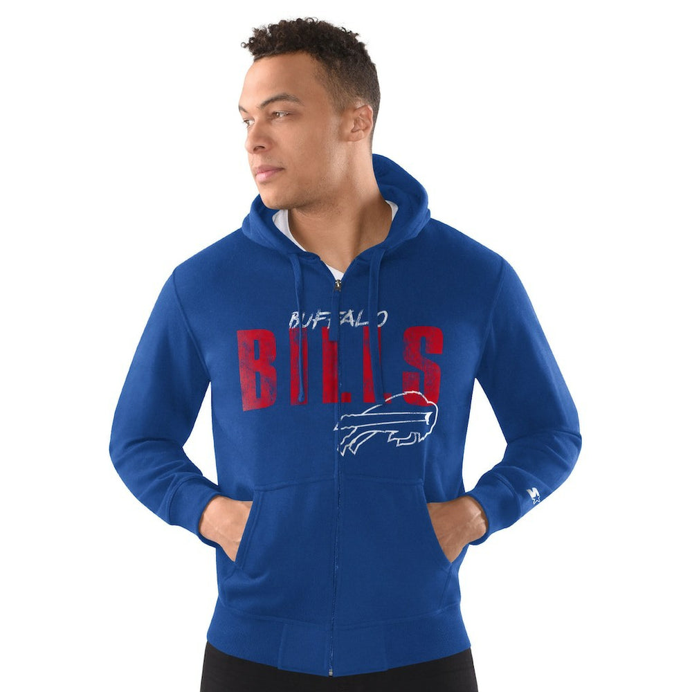 Buffalo Bills Starter Distressed Classic Full-Zip Hoodie Royal