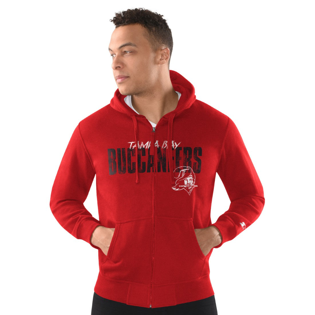 Tampa Bay Buccaneers Starter Distressed Classic Full-Zip Hoodie Red