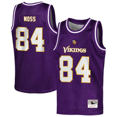 Mitchell & Ness Randy Moss Minnesota Vikings Youth Retired Player NFL Basketball Fashion Jersey Purple