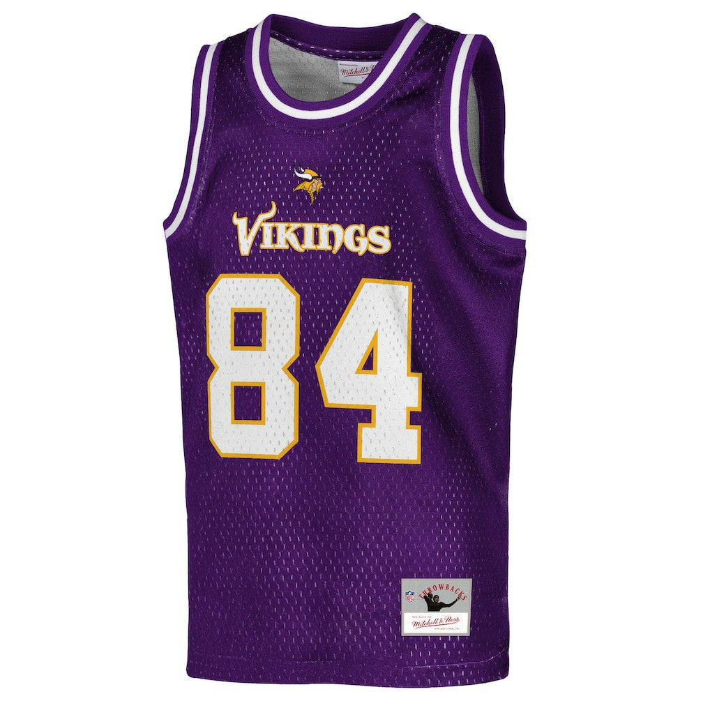Mitchell & Ness Randy Moss Minnesota Vikings Youth Retired Player NFL Basketball Fashion Jersey Purple