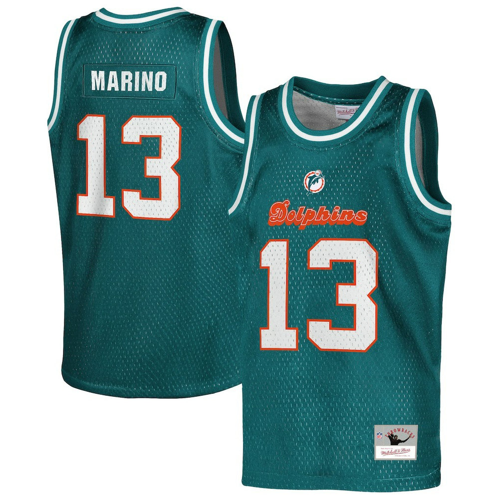 Mitchell & Ness Dan Marino Miami Dolphins Youth Retired Player NFL Basketball Fashion Jersey Aqua