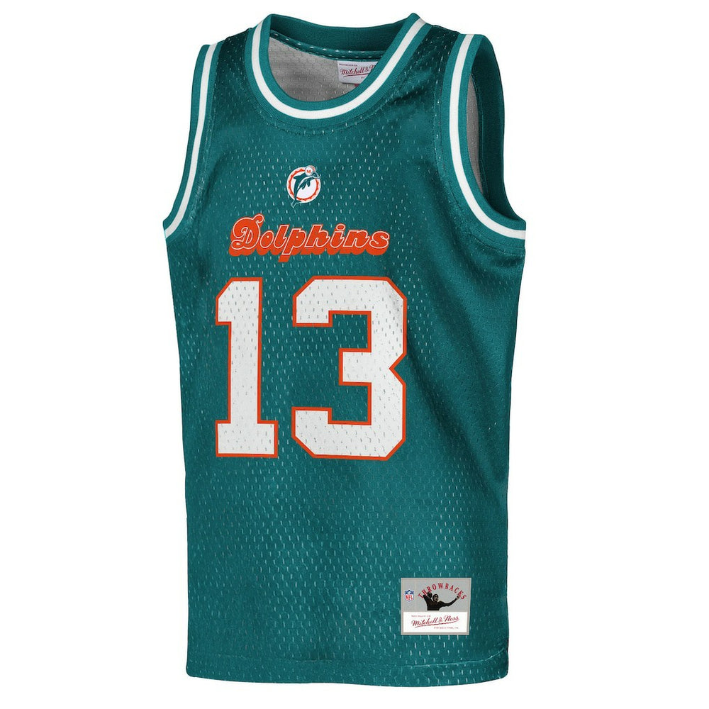 Mitchell & Ness Dan Marino Miami Dolphins Youth Retired Player NFL Basketball Fashion Jersey Aqua