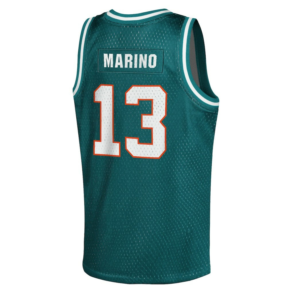 Mitchell & Ness Dan Marino Miami Dolphins Youth Retired Player NFL Basketball Fashion Jersey Aqua