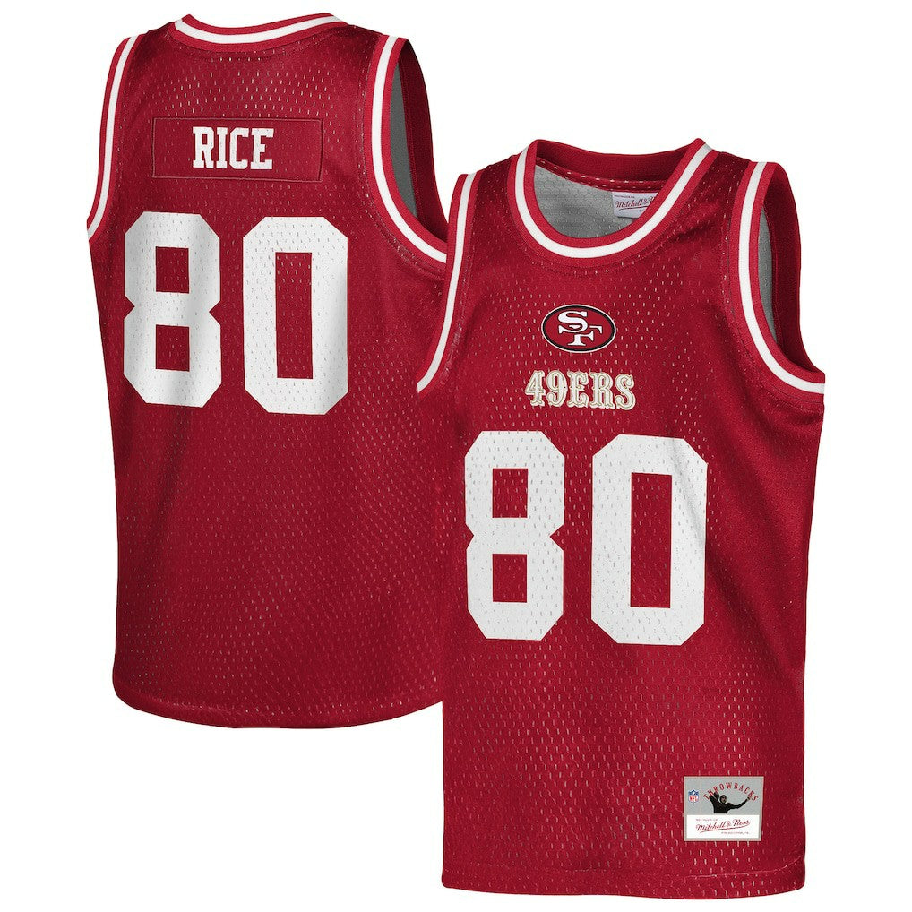 Mitchell & Ness Jerry Rice San Francisco 49ers Youth Retired Player NFL Basketball Fashion Jersey Scarlet