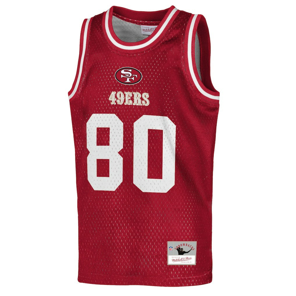 Mitchell & Ness Jerry Rice San Francisco 49ers Youth Retired Player NFL Basketball Fashion Jersey Scarlet