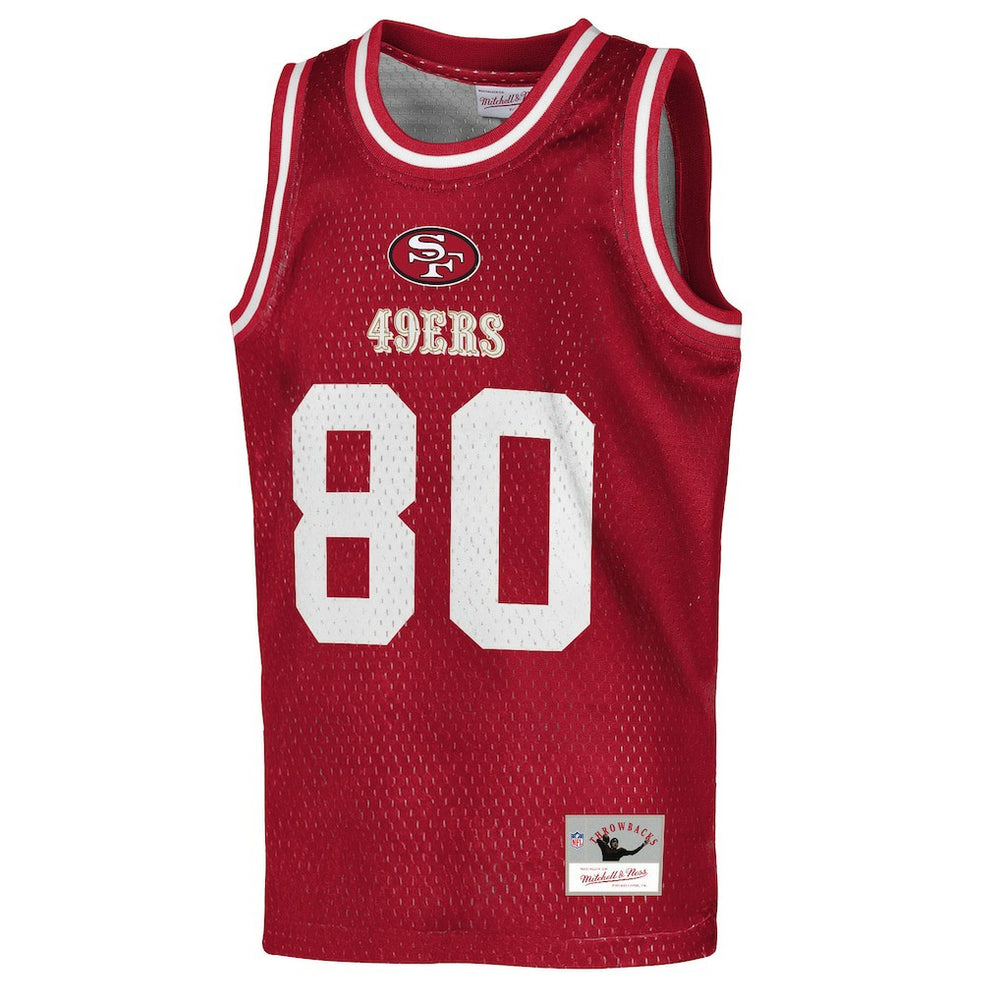 Mitchell & Ness Jerry Rice San Francisco 49ers Youth Retired Player NFL Basketball Fashion Jersey Scarlet
