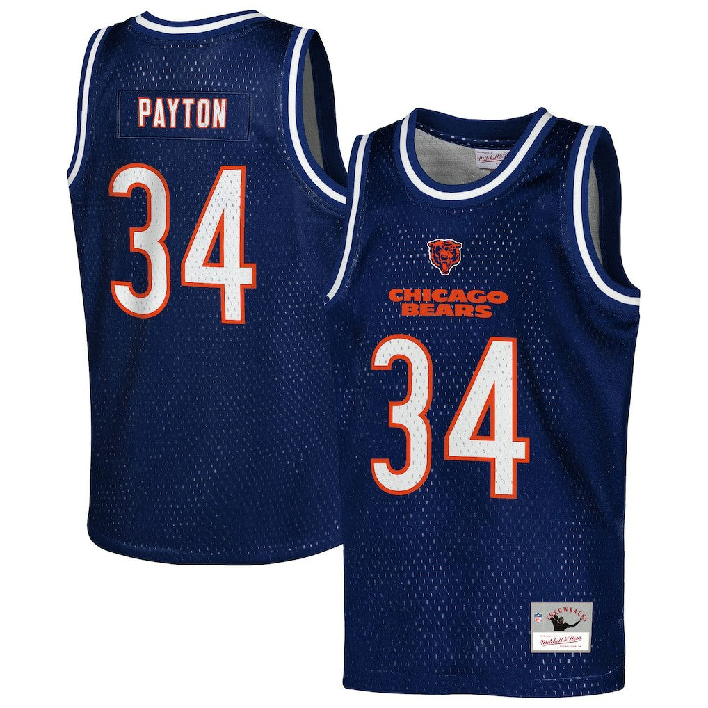 Mitchell & Ness Walter Payton Chicago Bears Youth Retired Player NFL Basketball Fashion Jersey Navy