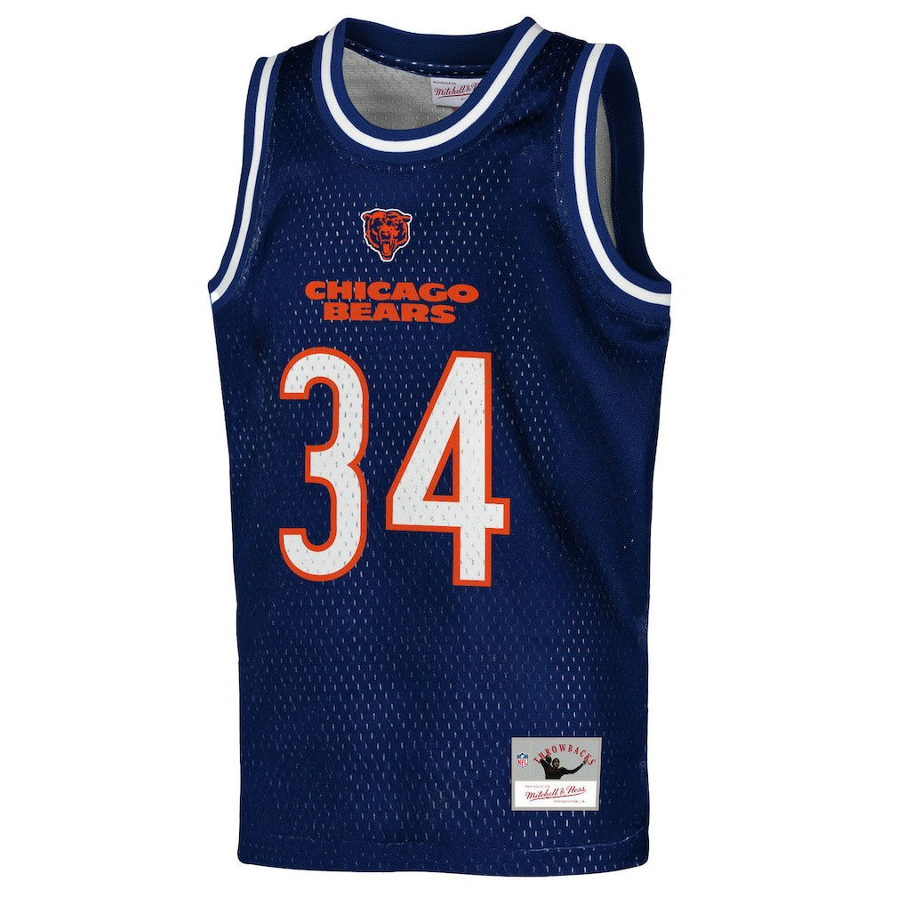 Mitchell & Ness Walter Payton Chicago Bears Youth Retired Player NFL Basketball Fashion Jersey Navy