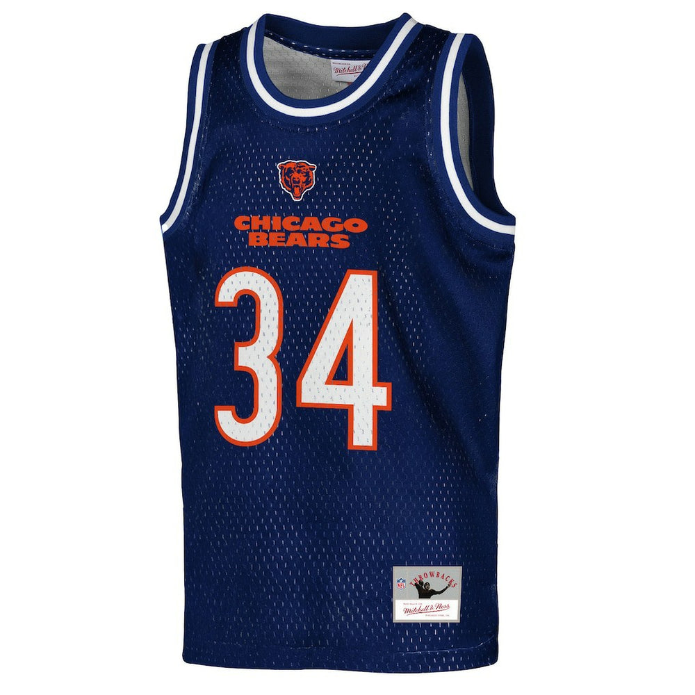 Mitchell & Ness Walter Payton Chicago Bears Youth Retired Player NFL Basketball Fashion Jersey Navy
