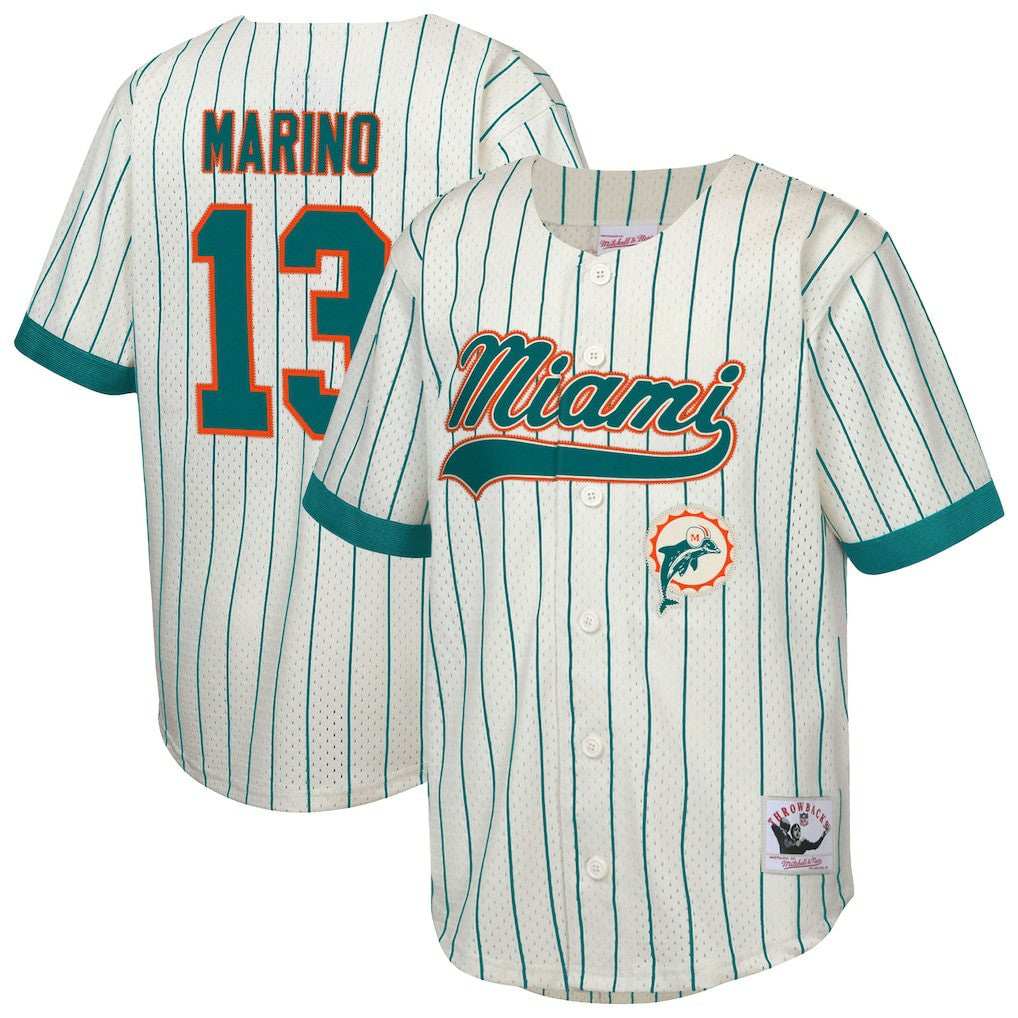 Mitchell & Ness Dan Marino Miami Dolphins Youth Retired Player Name & Number Baseball Jersey Cream