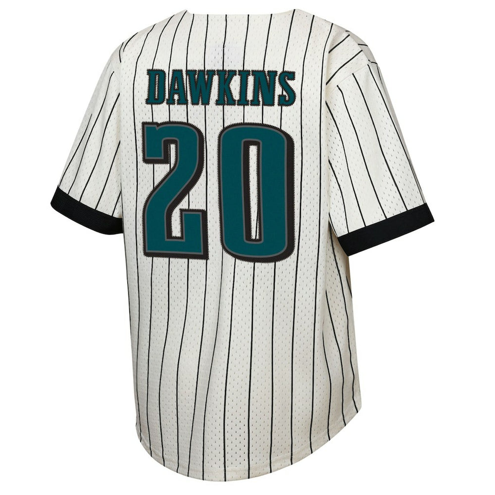 Mitchell & Ness Brian Dawkins Philadelphia Eagles Youth Retired Player Name & Number Baseball Jersey Cream