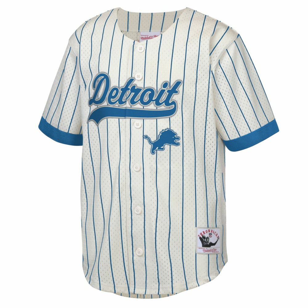 Mitchell & Ness Barry Sanders Detroit Lions Youth Retired Player Name & Number Baseball Jersey Cream