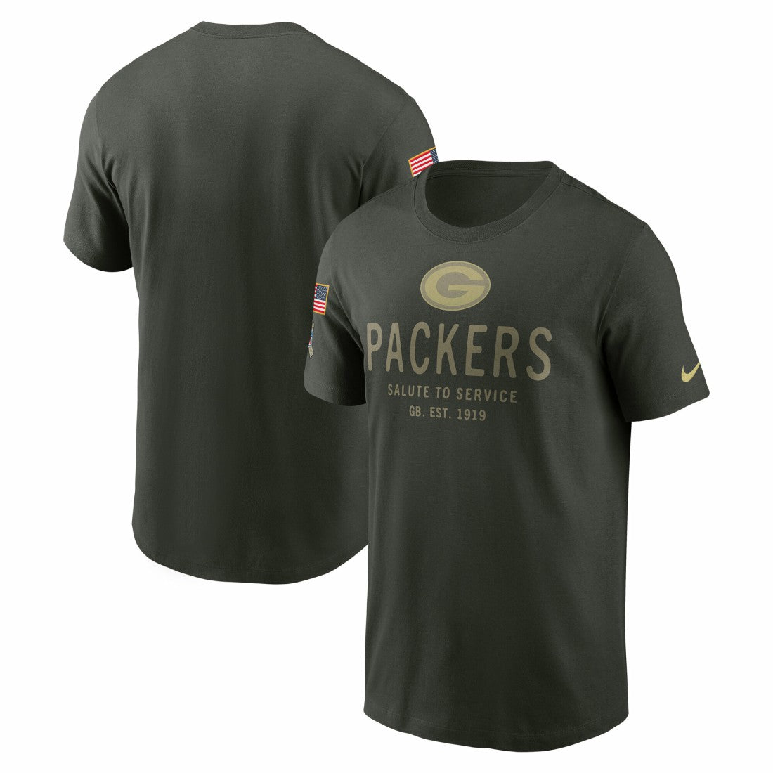 Nike Green Bay Packers 2025 Salute to Service Sideline Primary Edge Dri-FIT T-Shirt Forest Green