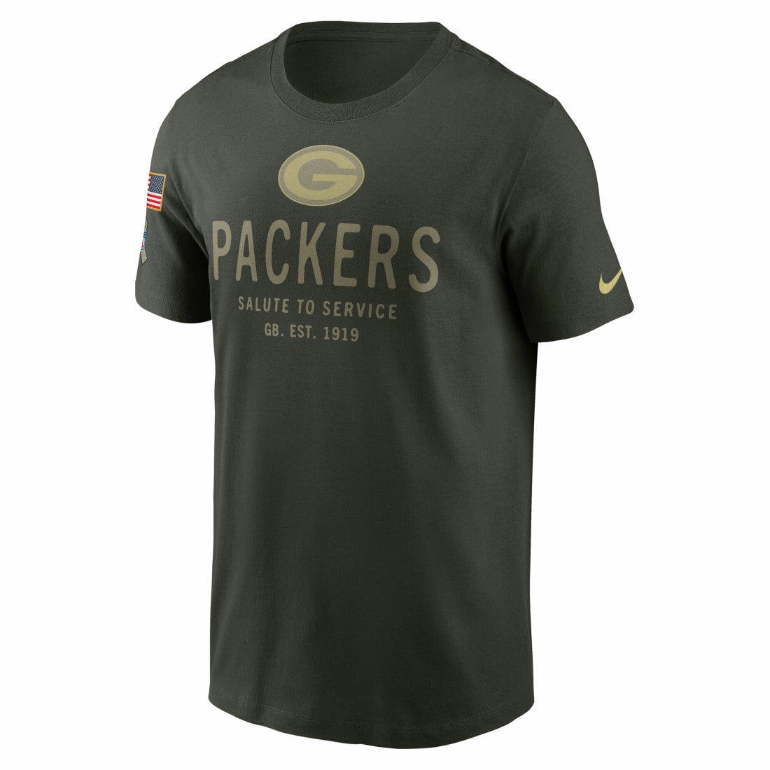 Nike Green Bay Packers 2025 Salute to Service Sideline Primary Edge Dri-FIT T-Shirt Forest Green