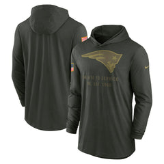 Nike New England Patriots 2025 Salute to Service Sideline Dri-FIT Lightweight Hooded Pullover Forest Green
