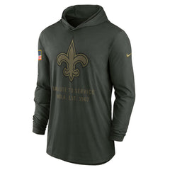 Nike New Orleans Saints 2025 Salute to Service Sideline Dri-FIT Lightweight Hooded Pullover Forest Green