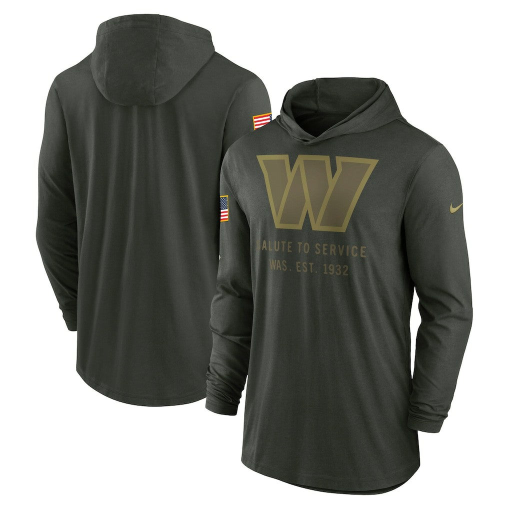 Nike Washington Commanders 2025 Salute to Service Sideline Dri-FIT Lightweight Hooded Pullover Forest Green