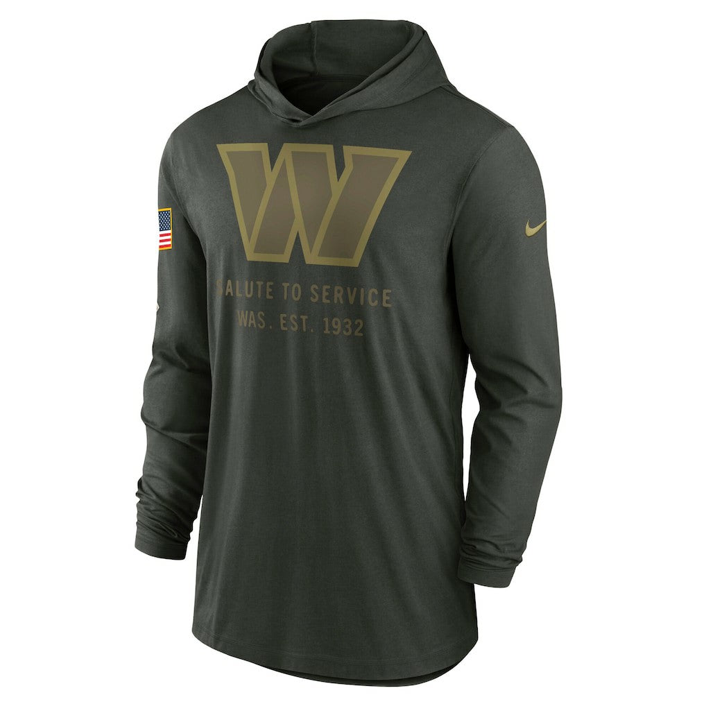 Nike Washington Commanders 2025 Salute to Service Sideline Dri-FIT Lightweight Hooded Pullover Forest Green