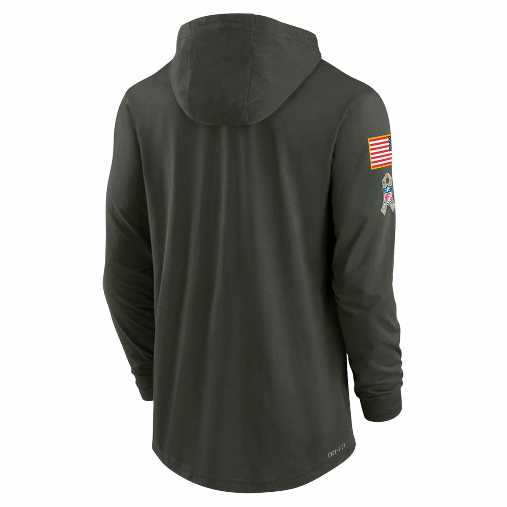 Nike Detroit Lions 2025 Salute to Service Sideline Dri-FIT Lightweight Hooded Pullover Forest Green