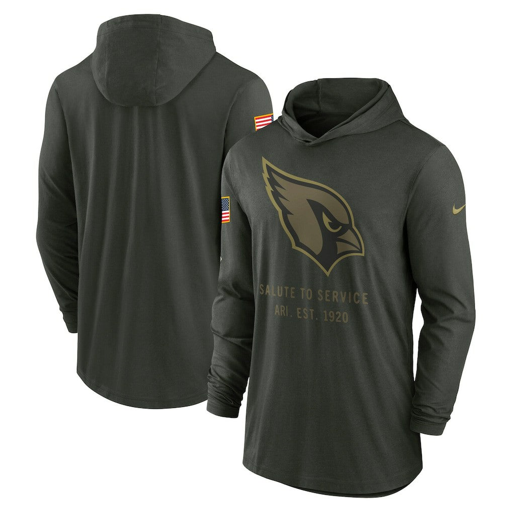 Nike Arizona Cardinals 2025 Salute to Service Sideline Dri-FIT Lightweight Hooded Pullover Forest Green