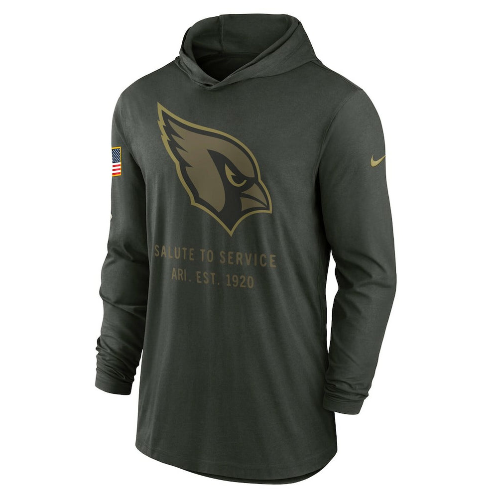 Nike Arizona Cardinals 2025 Salute to Service Sideline Dri-FIT Lightweight Hooded Pullover Forest Green