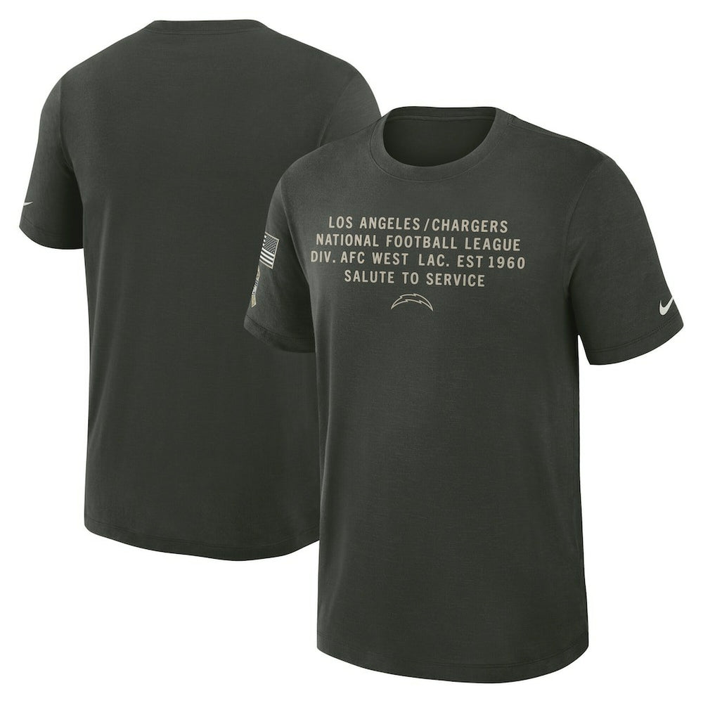Nike Los Angeles Chargers 2025 Salute to Service Sideline Slub Dri-FIT T-Shirt Dark Green