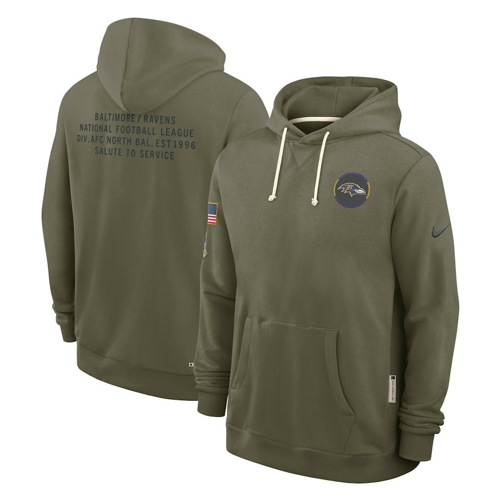 Nike Baltimore Ravens 2025 Salute to Service Sideline Standard Issue Dri-FIT Hoodie Olive