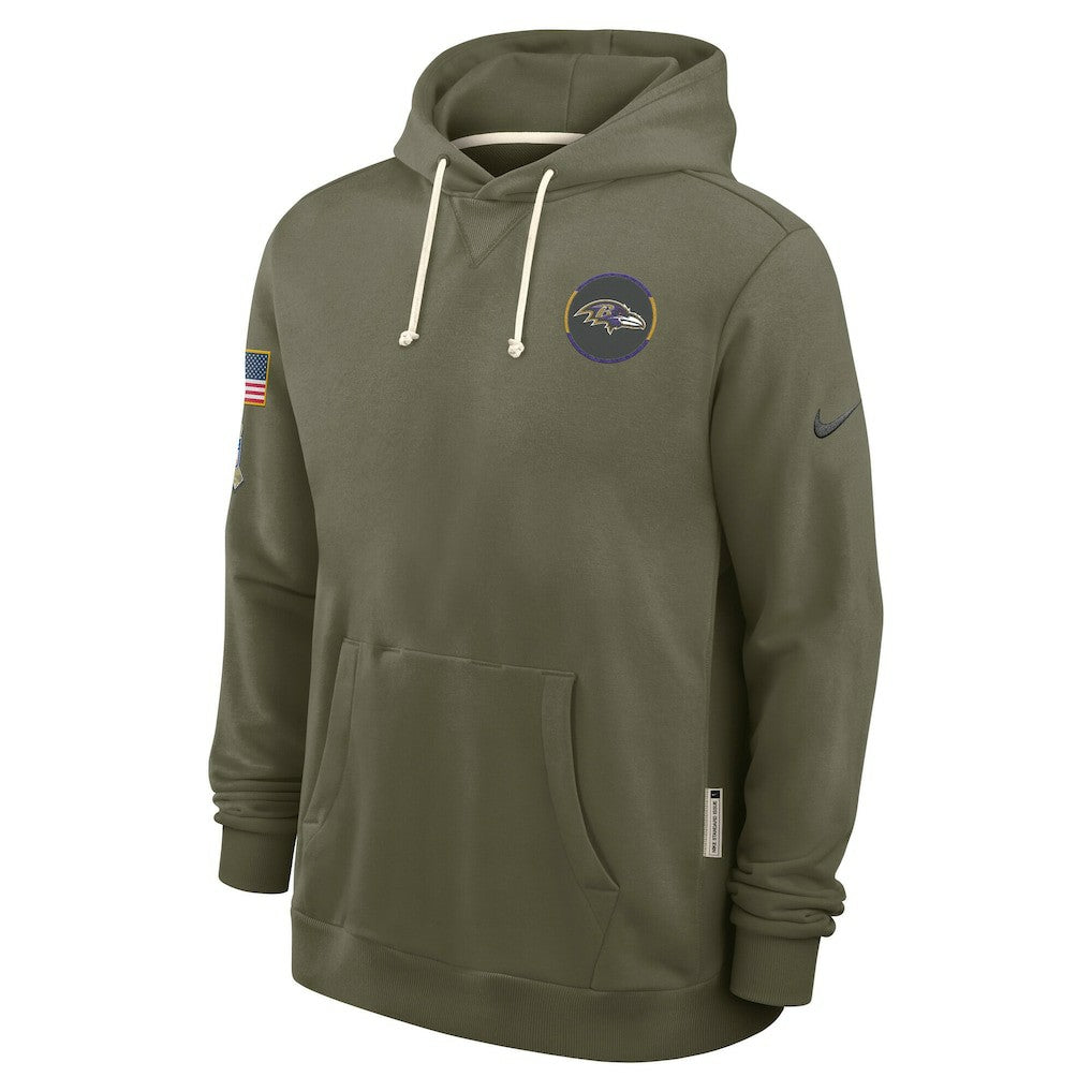 Nike Baltimore Ravens 2025 Salute to Service Sideline Standard Issue Dri-FIT Hoodie Olive