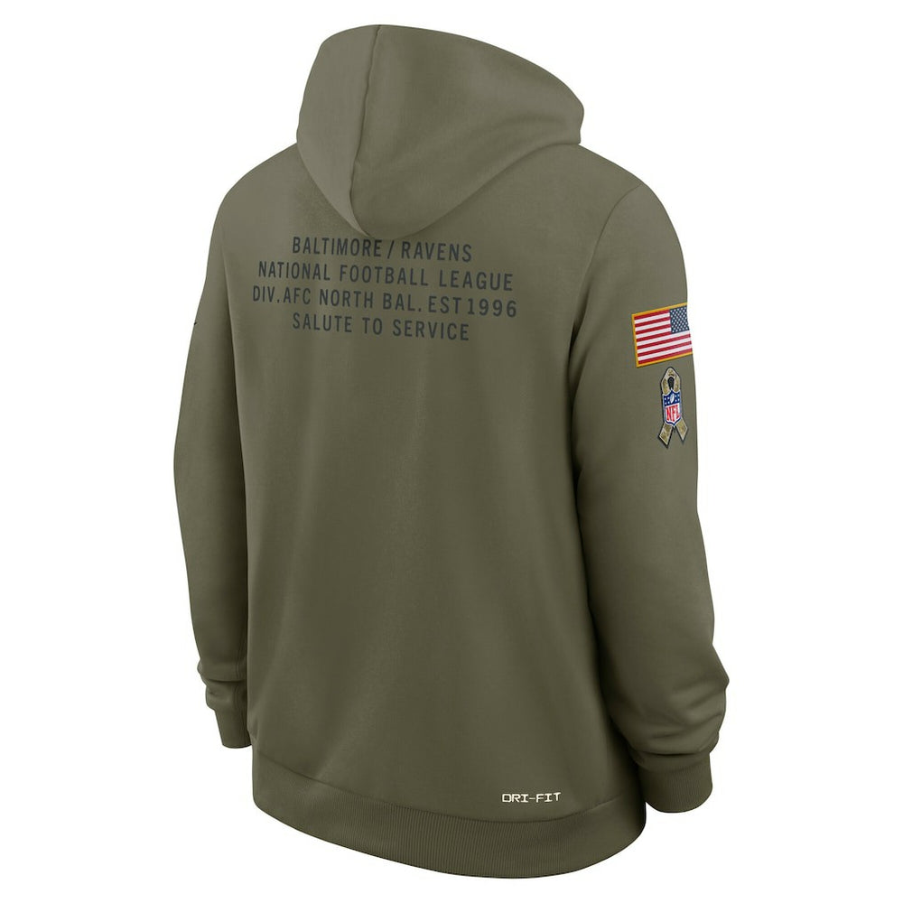 Nike Baltimore Ravens 2025 Salute to Service Sideline Standard Issue Dri-FIT Hoodie Olive