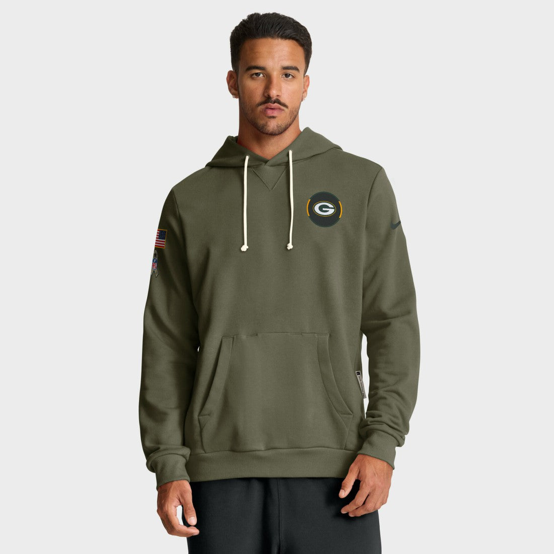 Nike Green Bay Packers 2025 Salute to Service Sideline Standard Issue Dri-FIT Hoodie Olive