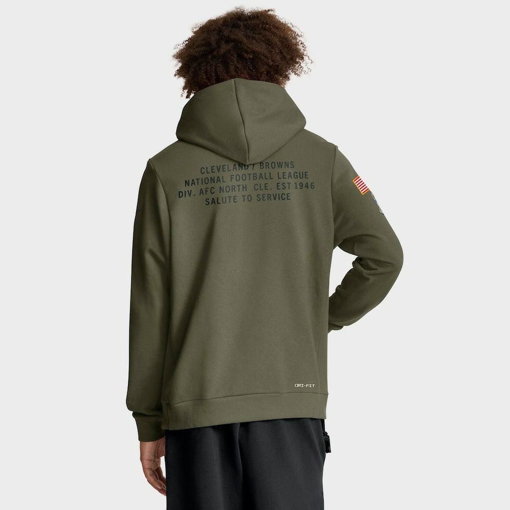 Nike Cleveland Browns 2025 Salute to Service Sideline Standard Issue Dri-FIT Hoodie Olive