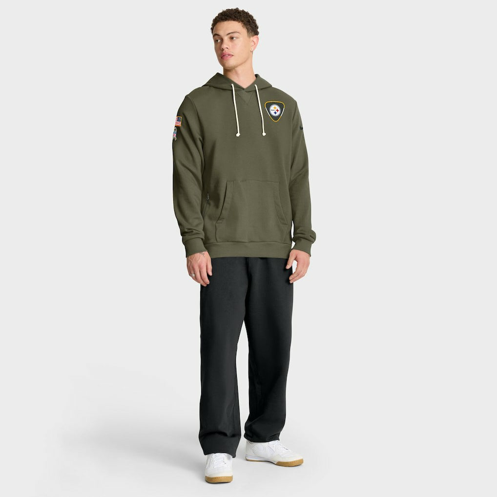 Nike Pittsburgh Steelers 2025 Salute to Service Sideline Standard Issue Dri-FIT Hoodie Olive