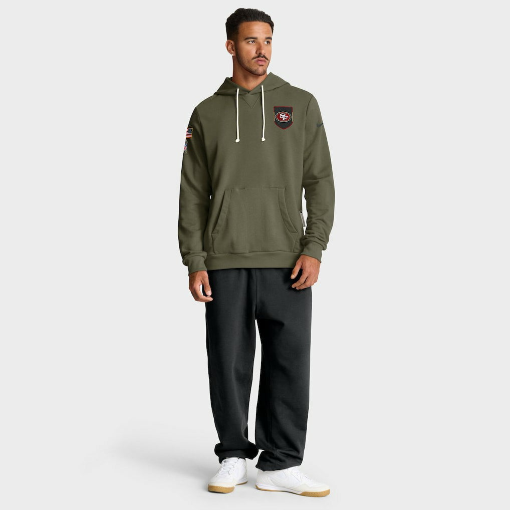 Nike San Francisco 49ers 2025 Salute to Service Sideline Standard Issue Dri-FIT Hoodie Olive