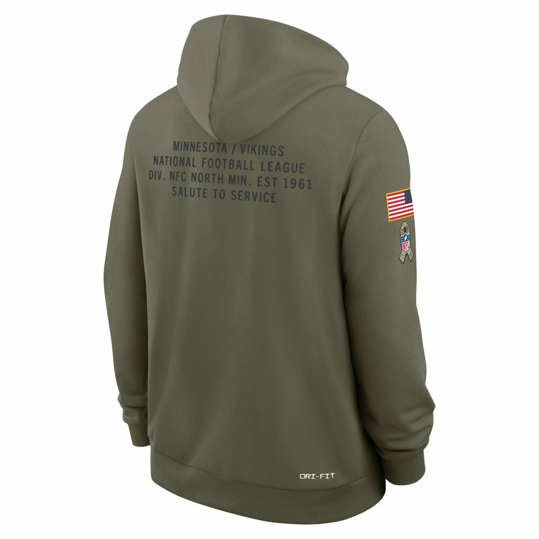 Nike Minnesota Vikings 2025 Salute to Service Sideline Standard Issue Dri-FIT Hoodie Olive