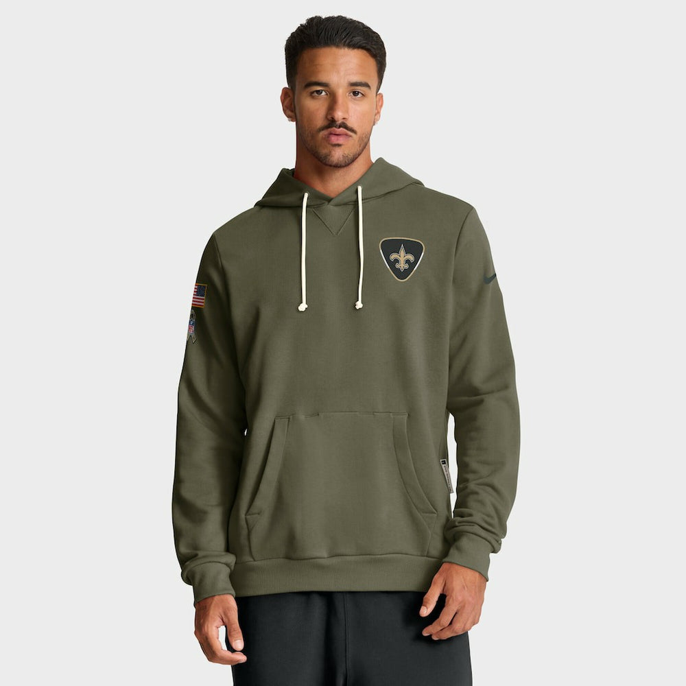 Nike New Orleans Saints 2025 Salute to Service Sideline Standard Issue Dri-FIT Hoodie Olive