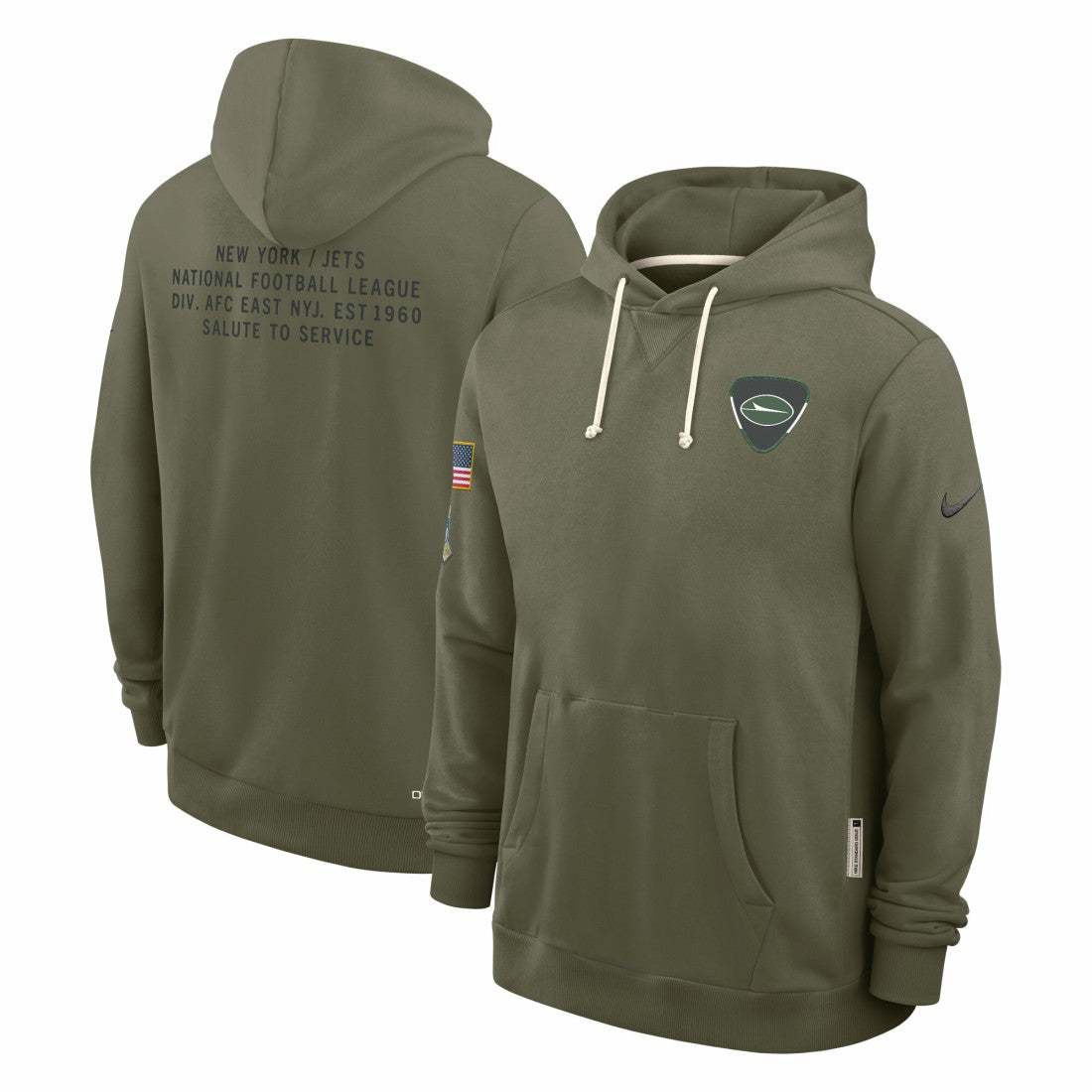 Nike New York Jets 2025 Salute to Service Sideline Standard Issue Dri-FIT Hoodie Olive