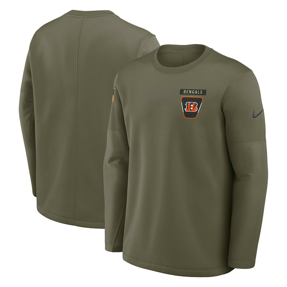 Nike Cincinnati Bengals 2025 Salute to Service Sideline Coaches Therma-FIT Long Sleeve Shirt Olive