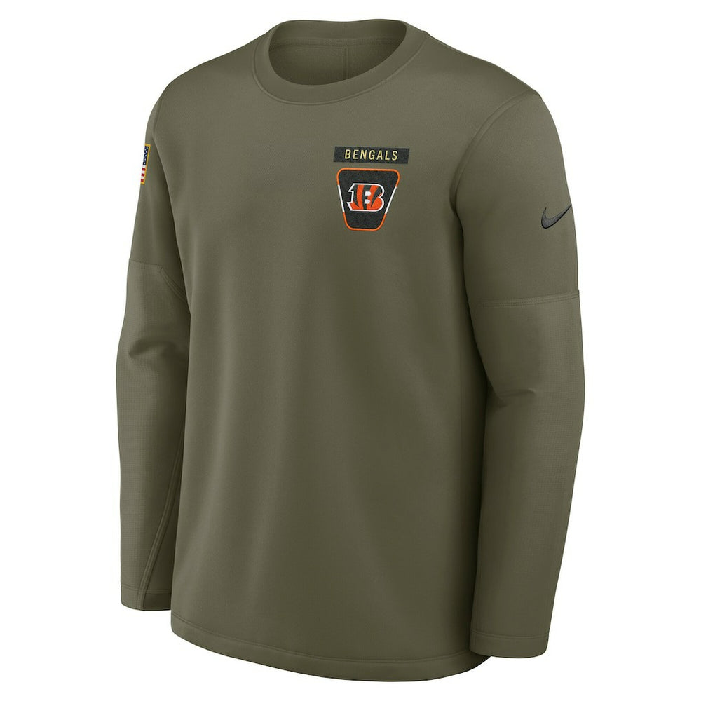 Nike Cincinnati Bengals 2025 Salute to Service Sideline Coaches Therma-FIT Long Sleeve Shirt Olive